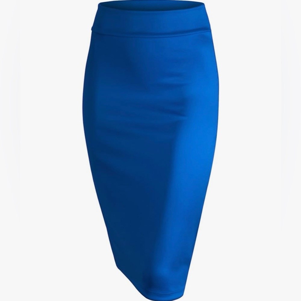 Women's Elastic Waist Stretch Bodycon Midi Knee Length Pencil Skirt for Office - Picture 3 of 5